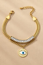 Load image into Gallery viewer, waterproof CZ stainless steel evil eye bracelet