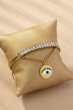 Load image into Gallery viewer, waterproof CZ stainless steel evil eye bracelet