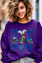 Load image into Gallery viewer, Blue Coquette Football Graphic Fleece Sweatshirts