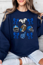 Load image into Gallery viewer, Blue Coquette Football Graphic Fleece Sweatshirts