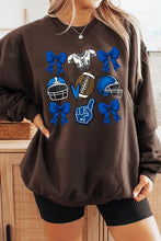 Load image into Gallery viewer, Blue Coquette Football Graphic Fleece Sweatshirts