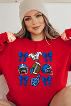 Load image into Gallery viewer, Blue Coquette Football Graphic Fleece Sweatshirts
