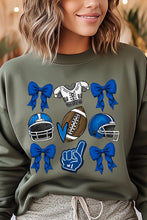 Load image into Gallery viewer, Blue Coquette Football Graphic Fleece Sweatshirts