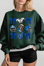 Load image into Gallery viewer, Blue Coquette Football Graphic Fleece Sweatshirts