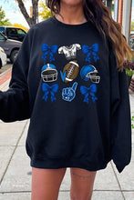 Load image into Gallery viewer, Blue Coquette Football Graphic Fleece Sweatshirts