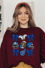 Load image into Gallery viewer, Blue Coquette Football Graphic Fleece Sweatshirts