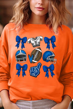 Load image into Gallery viewer, Blue Coquette Football Graphic Fleece Sweatshirts