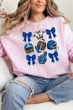 Load image into Gallery viewer, Blue Coquette Football Graphic Fleece Sweatshirts