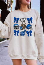 Load image into Gallery viewer, Blue Coquette Football Graphic Fleece Sweatshirts