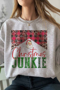 CHRISTMAS JUNKIE GRAPHIC PLUS SIZE SWEATSHIRT