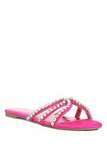 Load image into Gallery viewer, Mezzie Dimante Strap Flat Sandals