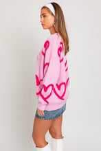 Load image into Gallery viewer, Long Sleeve Round Neck Heart Printed Sweater