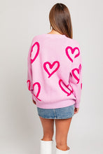 Load image into Gallery viewer, Long Sleeve Round Neck Heart Printed Sweater