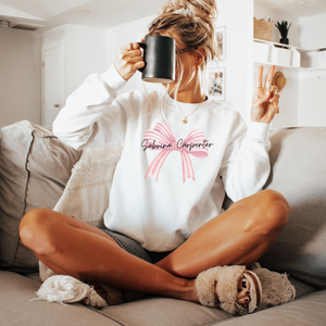 Sabrina Carpenter Trending Bow Sweatshirt, Unisex Sweatshirt, Crewneck Jumper, Oversized Pullover, Cozy Sweater, Gift for Music Fans