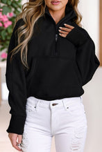 Load image into Gallery viewer, Stand Collar Ribbed Thumbhole Sleeve Sweatshirt