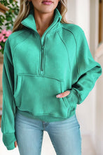 Load image into Gallery viewer, Stand Collar Ribbed Thumbhole Sleeve Sweatshirt