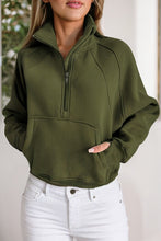 Load image into Gallery viewer, Stand Collar Ribbed Thumbhole Sleeve Sweatshirt