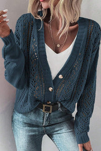 Hollow Knit Drop Shoulder Cardigan