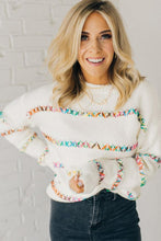 Load image into Gallery viewer, White Crossed Stitch Drop Shoulder Sweater