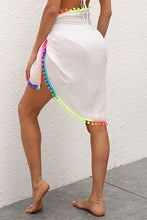 Load image into Gallery viewer, Sarong Cover Up White Neon Pom Pom