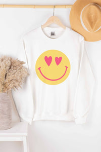 LOVELY SMILEY FACE GRAPHIC SWEATSHIRT