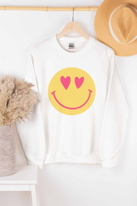 LOVELY SMILEY FACE GRAPHIC SWEATSHIRT