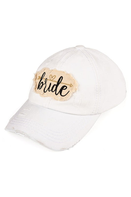 Vintage Washed Distressed Cotton Baseball Cap-Bride